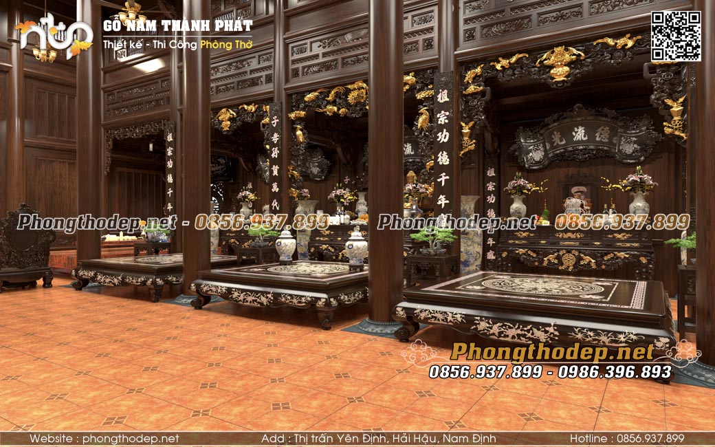 Không gian nội thất nhà gỗ 5 gian đẹp đẳng cấp